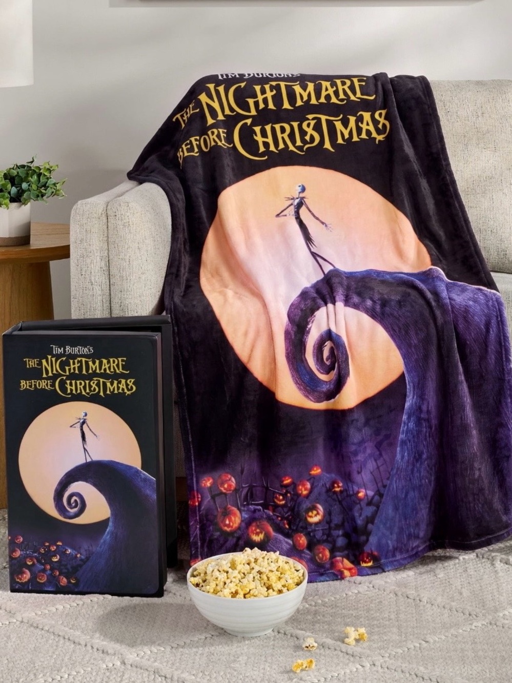 Nightmare Before Christmas VHS Boxed Throw Blanket Jack Skellington NEW Sealed